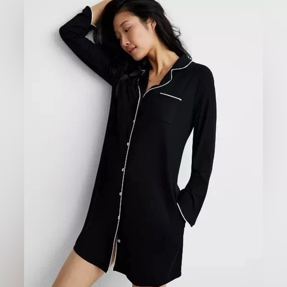 State Of Day Other - State of Day Notched-Collar Sleepshirt Black XL NWT